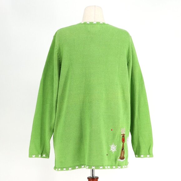 NWT QUACKER FACTORY Light Up Christmas Sweater Santa Claus Reindeer Holiday 1X - Picture 4 of 9